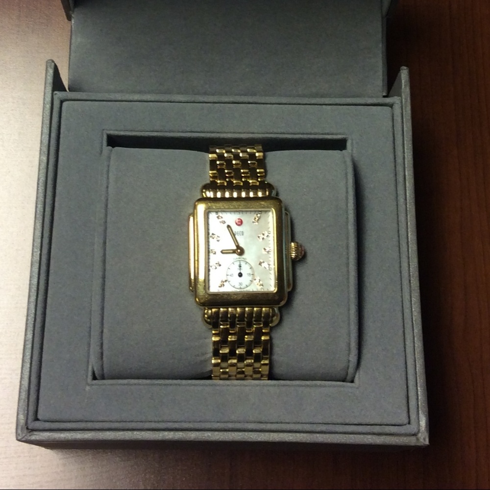 Michele Deco Gold Diamond Dial Watch - Picture 7 of 8